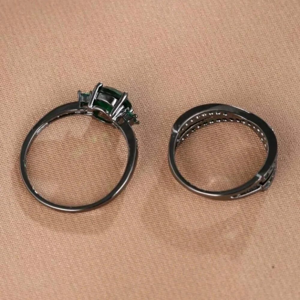 2pcs Cubic Zirconia Decor Ring